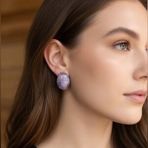 Amethyst Cabochon Stud Earrings
